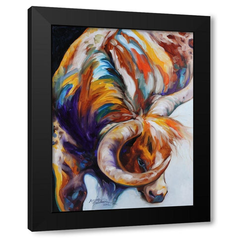 Longhorn Abstract Black Modern Wood Framed Art Print by Baldwin, Marcia