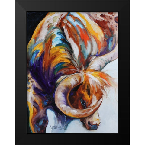 Longhorn Abstract Black Modern Wood Framed Art Print by Baldwin, Marcia