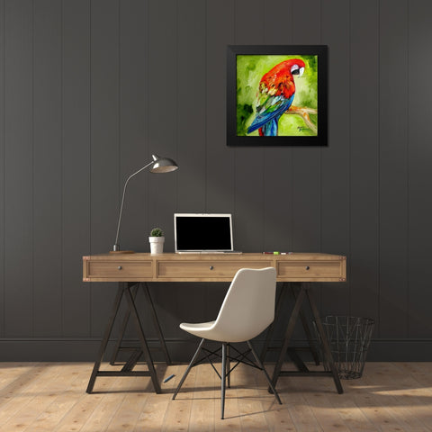 Macaw Tropical Black Modern Wood Framed Art Print by Baldwin, Marcia