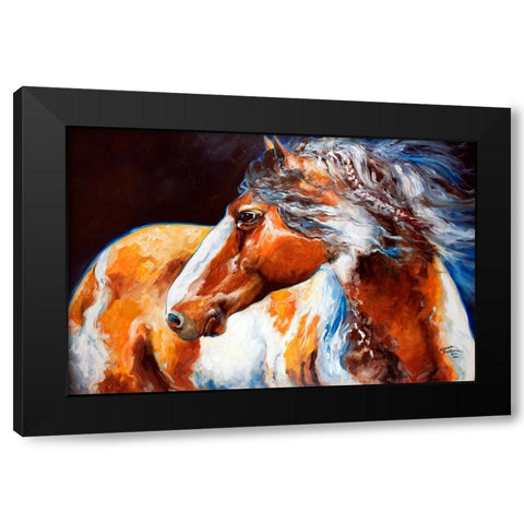 Mohican Indian War Horse Black Modern Wood Framed Art Print with Double Matting by Baldwin, Marcia