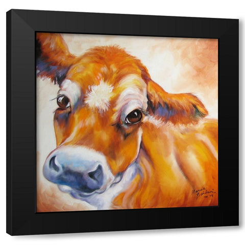 My Jersey Cow Commission Black Modern Wood Framed Art Print with Double Matting by Baldwin, Marcia