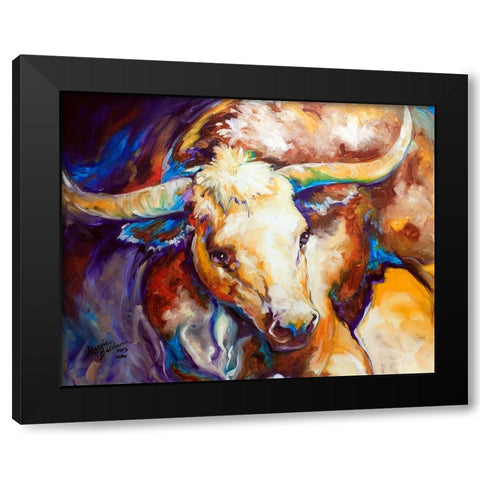 Power Longhorn Abstract Black Modern Wood Framed Art Print with Double Matting by Baldwin, Marcia