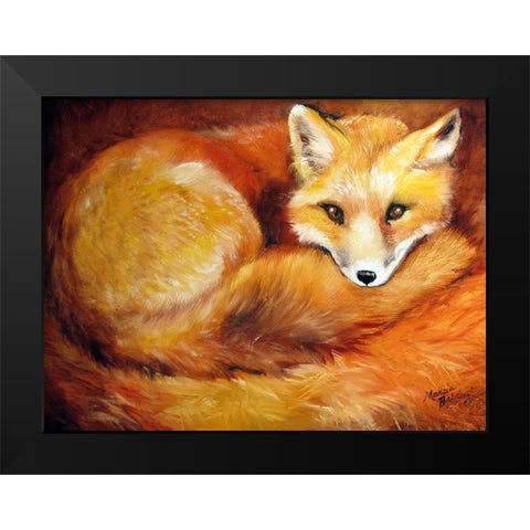 Red Fox Den Black Modern Wood Framed Art Print by Baldwin, Marcia