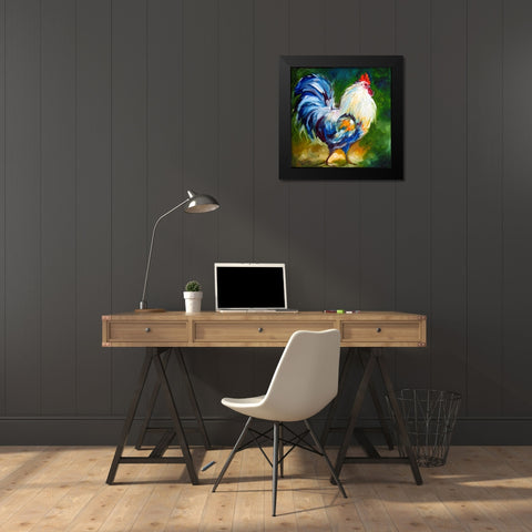Rooster Walk Black Modern Wood Framed Art Print by Baldwin, Marcia