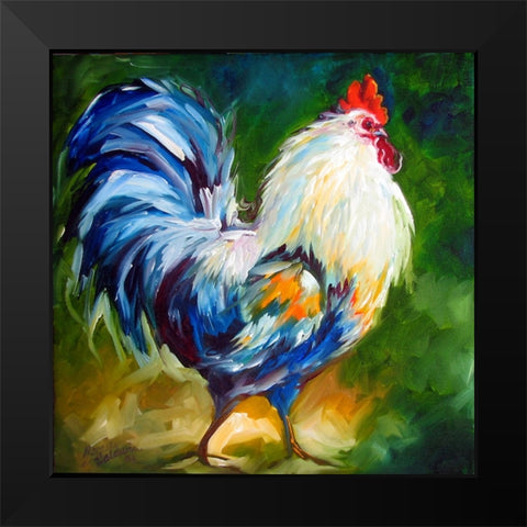 Rooster Walk Black Modern Wood Framed Art Print by Baldwin, Marcia
