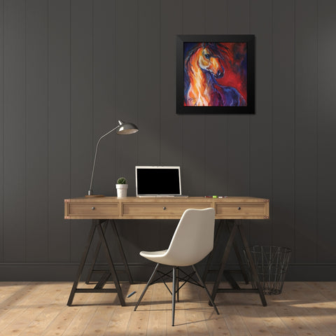 Stallion Red Dawn Black Modern Wood Framed Art Print by Baldwin, Marcia