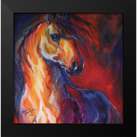 Stallion Red Dawn Black Modern Wood Framed Art Print by Baldwin, Marcia