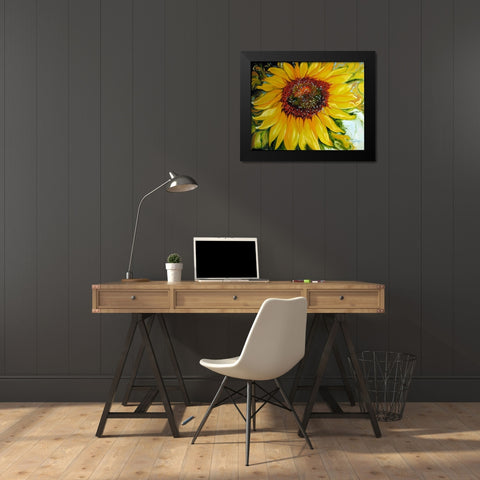 Sundown Sunflower Black Modern Wood Framed Art Print by Baldwin, Marcia