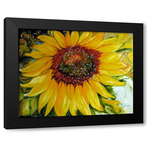 Sundown Sunflower Black Modern Wood Framed Art Print by Baldwin, Marcia