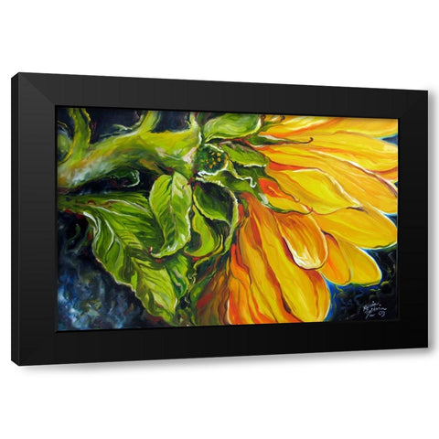 Sunflower Abstract Black Modern Wood Framed Art Print by Baldwin, Marcia