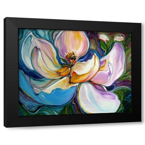 Sweet Maganolia Modern Floral Abstract Black Modern Wood Framed Art Print with Double Matting by Baldwin, Marcia