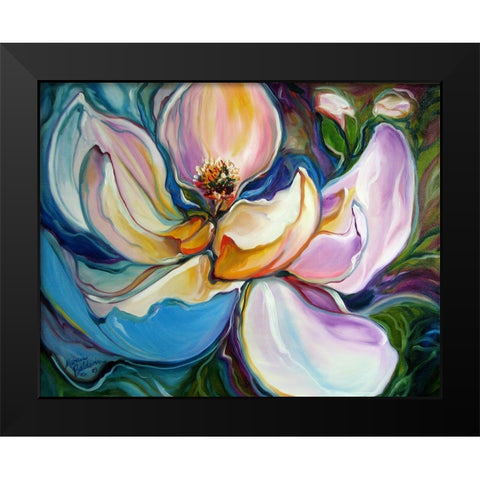 Sweet Maganolia Modern Floral Abstract Black Modern Wood Framed Art Print by Baldwin, Marcia
