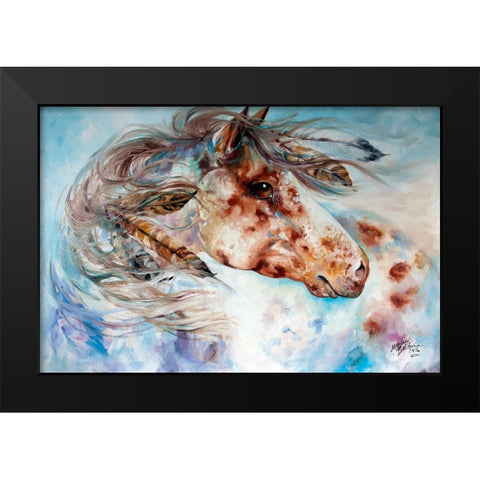 Thunder Appaloosa Indian War Horse Black Modern Wood Framed Art Print by Baldwin, Marcia