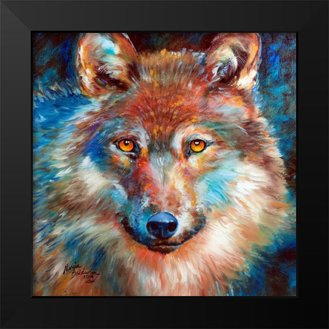 Timber Wolf Abstract Black Modern Wood Framed Art Print by Baldwin, Marcia