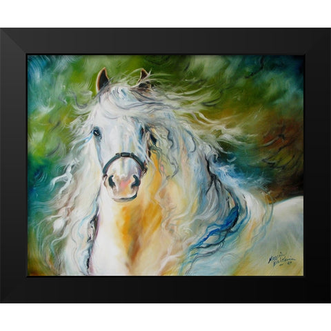 White Cloud The Andlusian Stallion Black Modern Wood Framed Art Print by Baldwin, Marcia