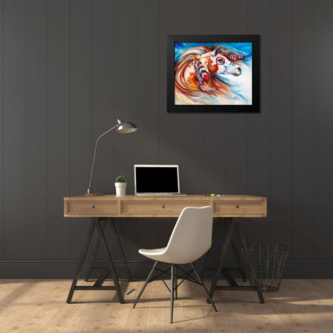 Wind Of Thunder Indian War Horse Black Modern Wood Framed Art Print by Baldwin, Marcia