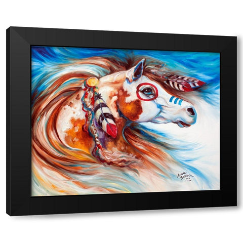 Wind Of Thunder Indian War Horse Black Modern Wood Framed Art Print with Double Matting by Baldwin, Marcia
