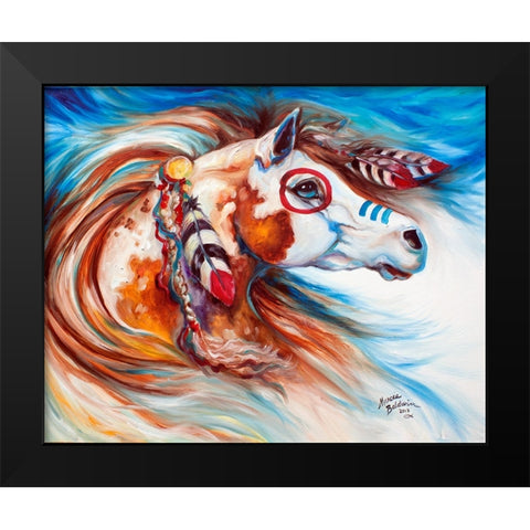 Wind Of Thunder Indian War Horse Black Modern Wood Framed Art Print by Baldwin, Marcia