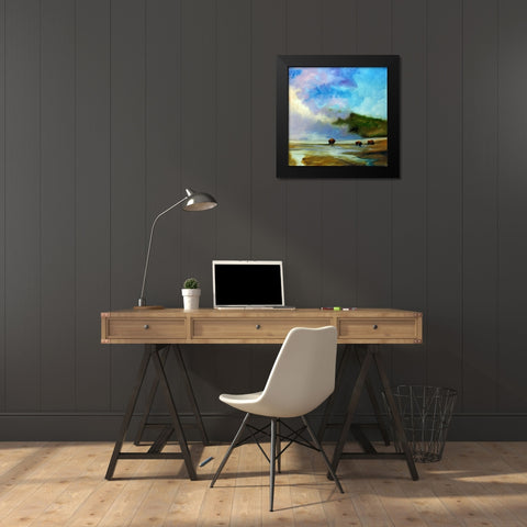 Yellowstone Buffalo Landscape Black Modern Wood Framed Art Print by Baldwin, Marcia