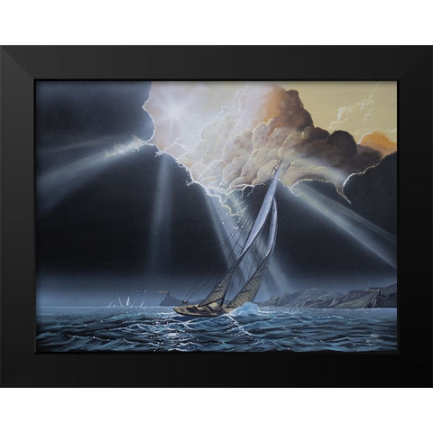 Boating After the Storm Black Modern Wood Framed Art Print by Harvill, Marc