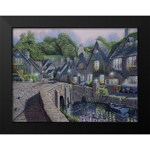 Lamp Light Village Black Modern Wood Framed Art Print by Harvill, Marc