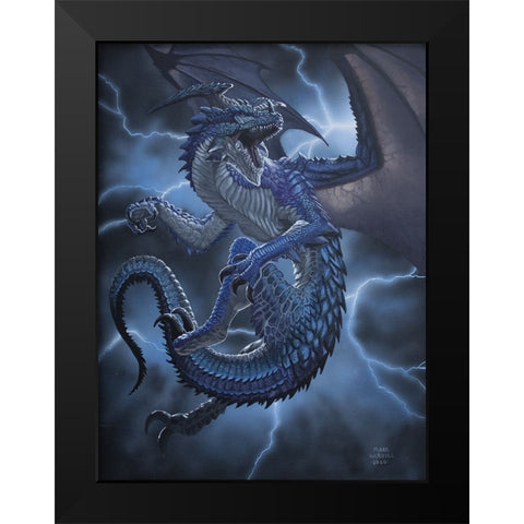 Lightning Dragon Black Modern Wood Framed Art Print by Harvill, Marc