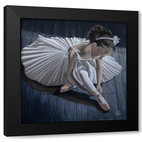 Little Ballerina Girl Black Modern Wood Framed Art Print by Harvill, Marc