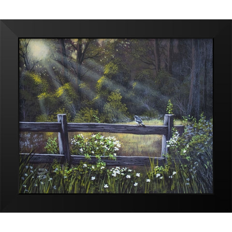 Little Blue Bird Black Modern Wood Framed Art Print by Harvill, Marc
