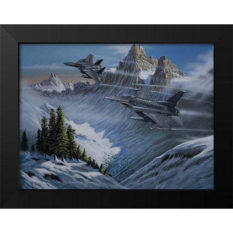 Morning Training Exercises Black Modern Wood Framed Art Print by Harvill, Marc