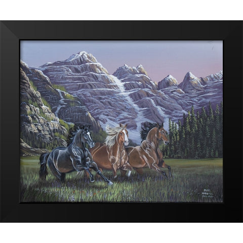 Running Wild Black Modern Wood Framed Art Print by Harvill, Marc