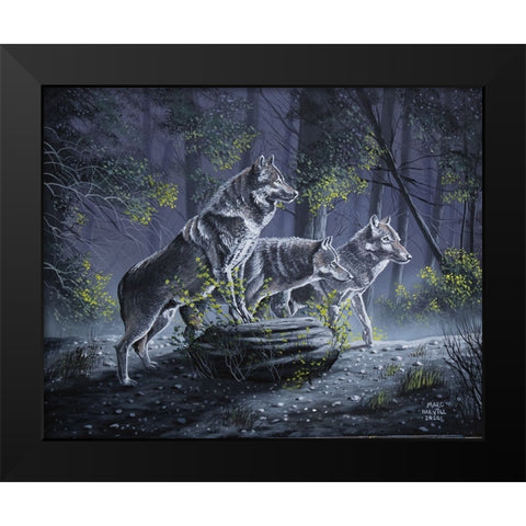 Wolf Pack Black Modern Wood Framed Art Print by Harvill, Marc