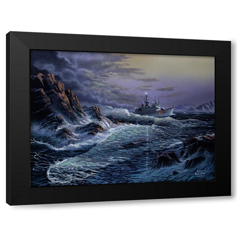 Escanada 907 Coast Guard Ship Black Modern Wood Framed Art Print by Harvill, Marc