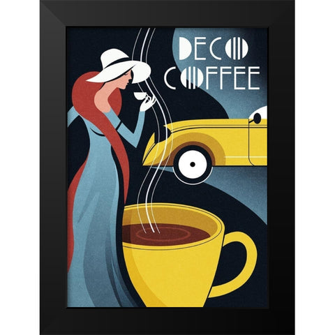 Art Deco Coffee Black Modern Wood Framed Art Print by Wickstrom, Martin