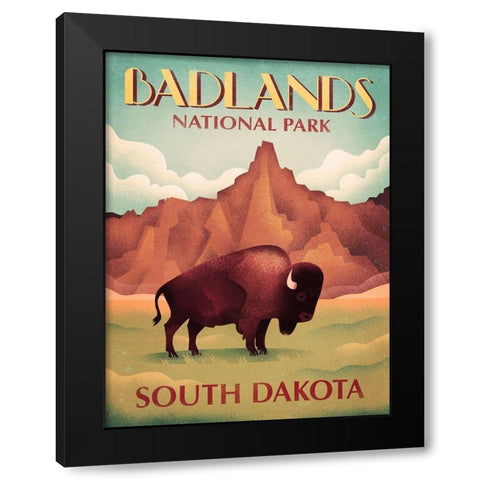 Badlands South Dakota Black Modern Wood Framed Art Print by Wickstrom, Martin