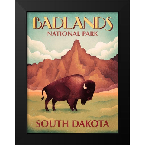 Badlands South Dakota Black Modern Wood Framed Art Print by Wickstrom, Martin