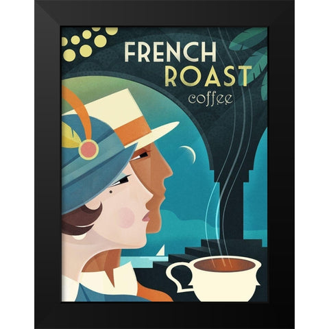 Coffee French Black Modern Wood Framed Art Print by Wickstrom, Martin