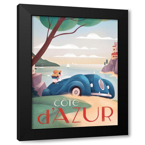 France Riviera Black Modern Wood Framed Art Print by Wickstrom, Martin