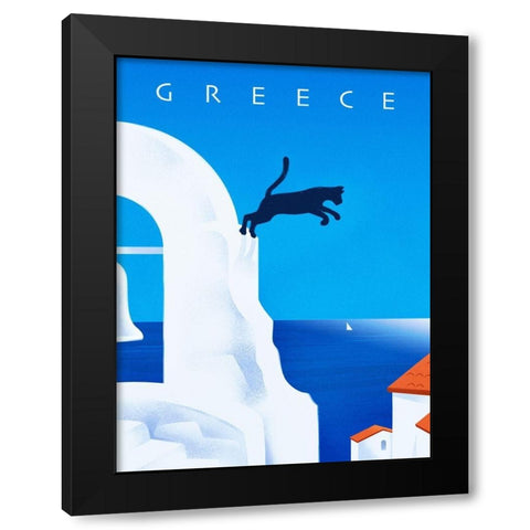 Greece Black Modern Wood Framed Art Print by Wickstrom, Martin