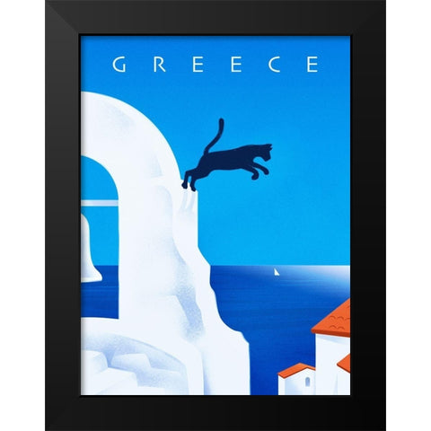 Greece Black Modern Wood Framed Art Print by Wickstrom, Martin