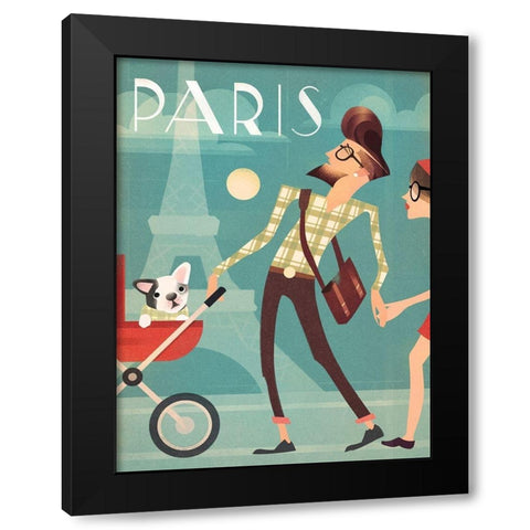 Paris Black Modern Wood Framed Art Print with Double Matting by Wickstrom, Martin