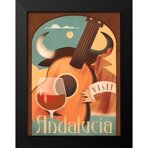 Spain Black Modern Wood Framed Art Print by Wickstrom, Martin