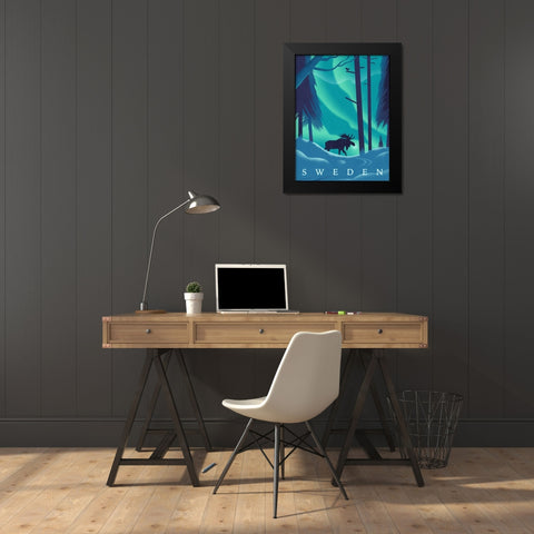 Sweden Black Modern Wood Framed Art Print by Wickstrom, Martin