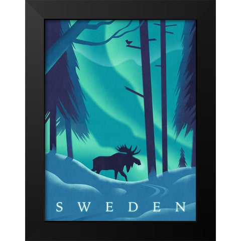 Sweden Black Modern Wood Framed Art Print by Wickstrom, Martin