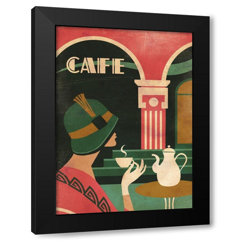 Art Deco Cafe Black Modern Wood Framed Art Print by Wickstrom, Martin