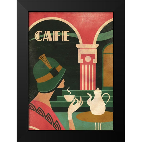 Art Deco Cafe Black Modern Wood Framed Art Print by Wickstrom, Martin