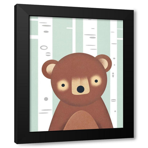 Bear Black Modern Wood Framed Art Print by Wickstrom, Martin
