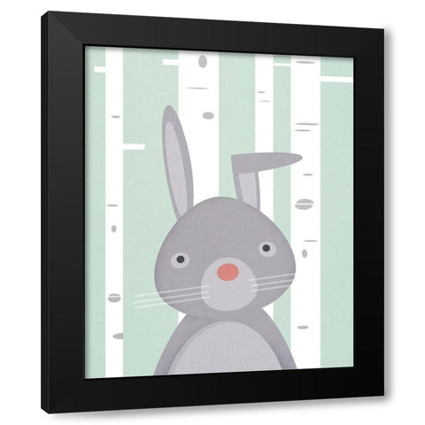 Bunny Black Modern Wood Framed Art Print by Wickstrom, Martin