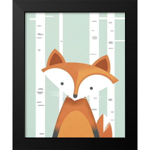 Fox Black Modern Wood Framed Art Print by Wickstrom, Martin