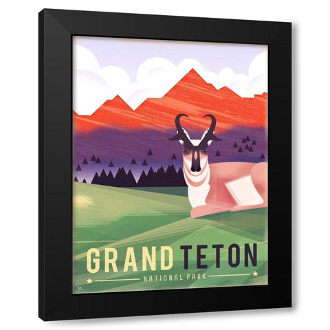 Grand Teton Black Modern Wood Framed Art Print by Wickstrom, Martin