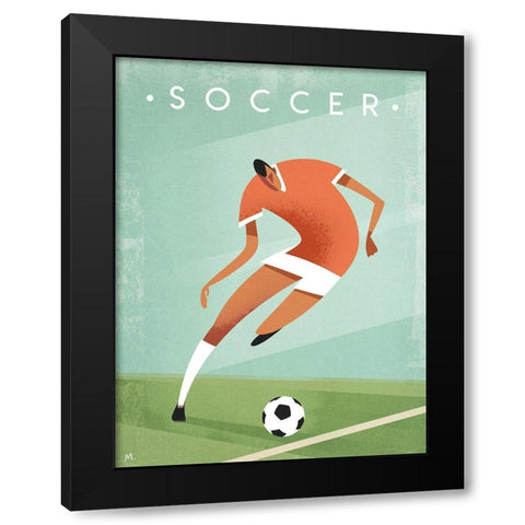 Vintage Soccer Black Modern Wood Framed Art Print with Double Matting by Wickstrom, Martin